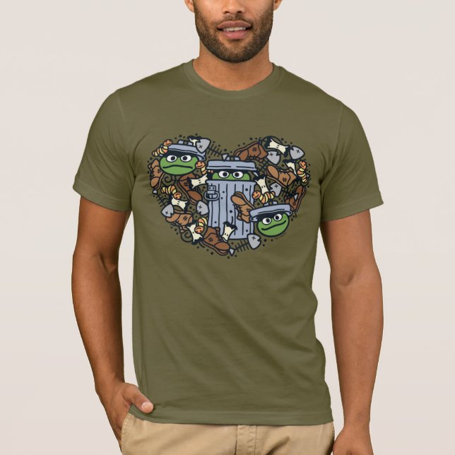 Sesame Sesame | Oscar the Grouch Doodle Heart T-Shirt (Front)