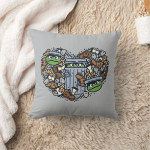 Sesame Sesame Oscar the Grouch Doodle Heart Throw Pillow