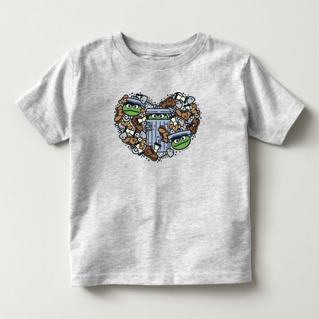 Sesame Sesame | Oscar the Grouch Doodle Heart Toddler T-shirt (Front)