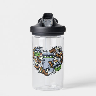 Sesame Sesame Oscar the Grouch Doodle Heart Water Bottle