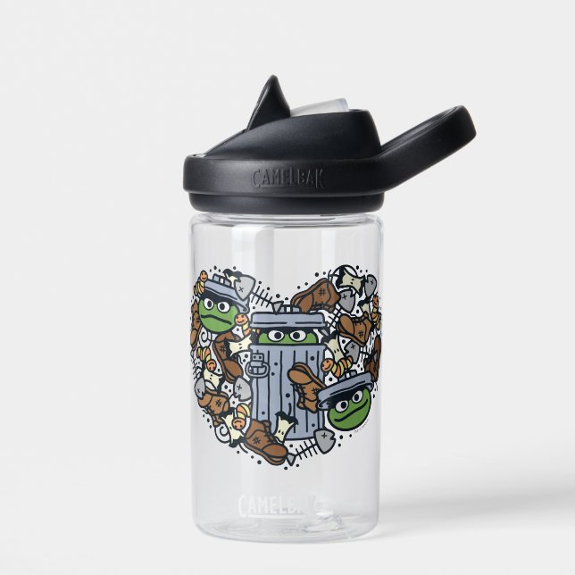 Sesame Sesame | Oscar the Grouch Doodle Heart Water Bottle (Left)