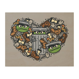 Sesame Sesame Oscar the Grouch Doodle Heart Wood Wall Art