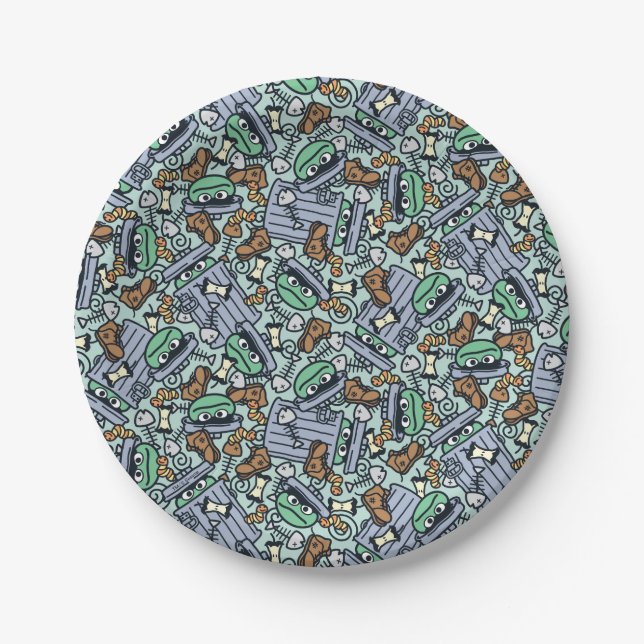 Sesame Sesame | Oscar the Grouch Pattern Paper Plates (Front)