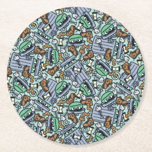 Sesame Sesame Oscar the Grouch Pattern Round Paper Coaster