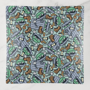 Sesame Sesame Oscar the Grouch Pattern Trinket Tray