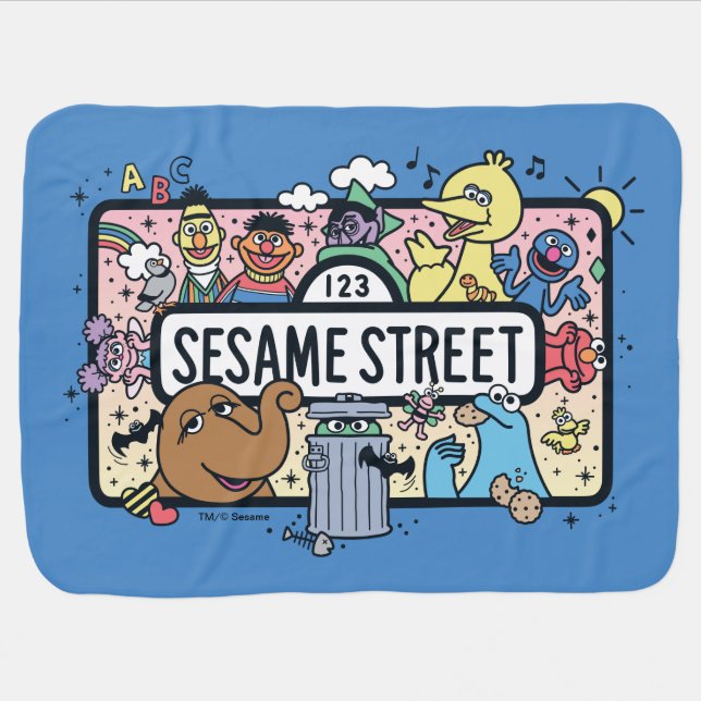 Sesame Sesame | Sesame Pals Doodle Sign Baby Blanket (Horizontal)