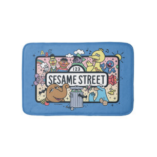 Sesame Sesame   Sesame Pals Doodle Sign Bath Mat