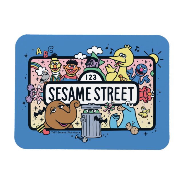 Sesame Sesame | Sesame Pals Doodle Sign Magnet (Horizontal)