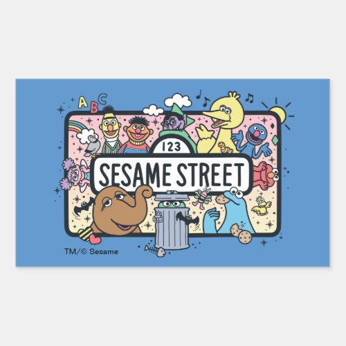 Sesame Sesame  Sesame Pals Doodle Sign Rectangular Sticker