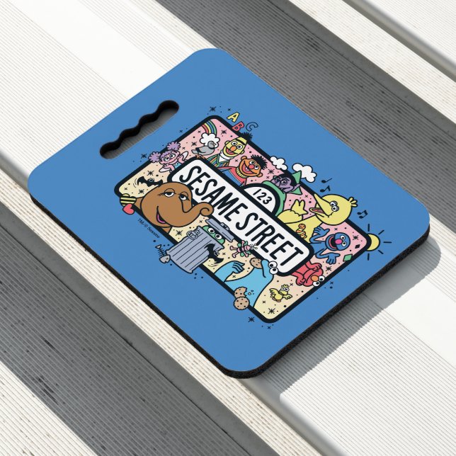 Sesame Sesame | Sesame Pals Doodle Sign Seat Cushion (In Situ)