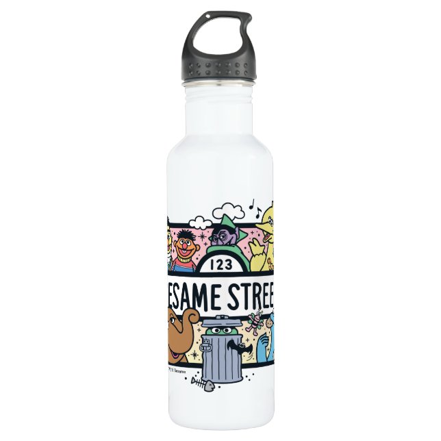 Sesame Sesame | Sesame Pals Doodle Sign Stainless Steel Water Bottle (Front)
