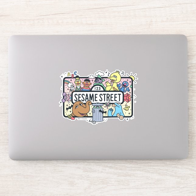 Sesame Sesame | Sesame Pals Doodle Sign Sticker (Computer)