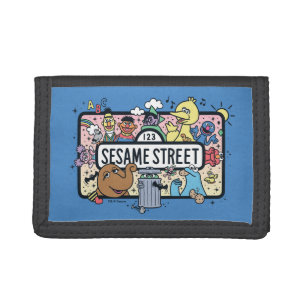 Sesame Sesame Sesame Pals Doodle Sign Tri-fold Wallet