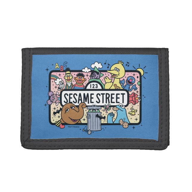 Sesame Sesame | Sesame Pals Doodle Sign Trifold Wallet (Front)