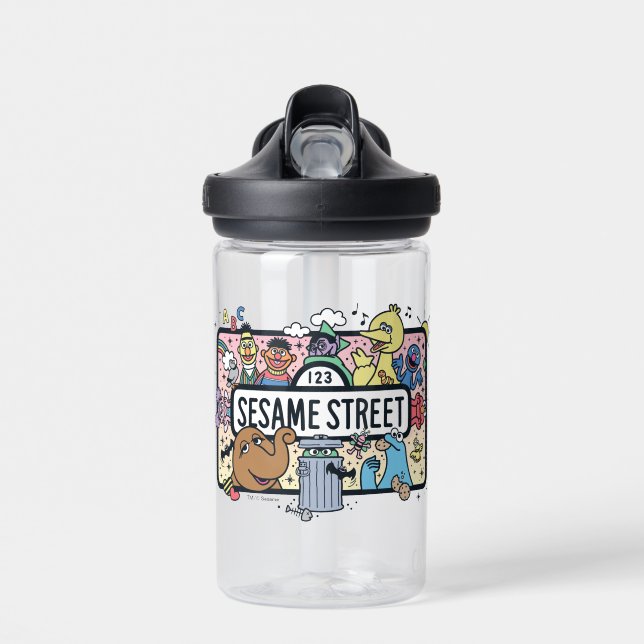 Sesame Sesame | Sesame Pals Doodle Sign Water Bottle (Front)