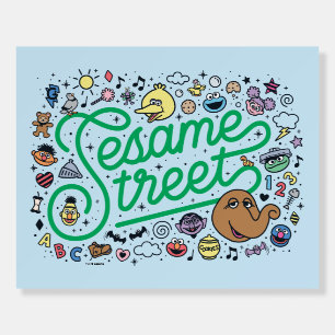 Sesame Sesame   Sesame Street Green Doodle Script Foam Board