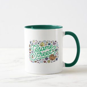 Sesame Sesame Sesame Street Green Doodle Script Mug