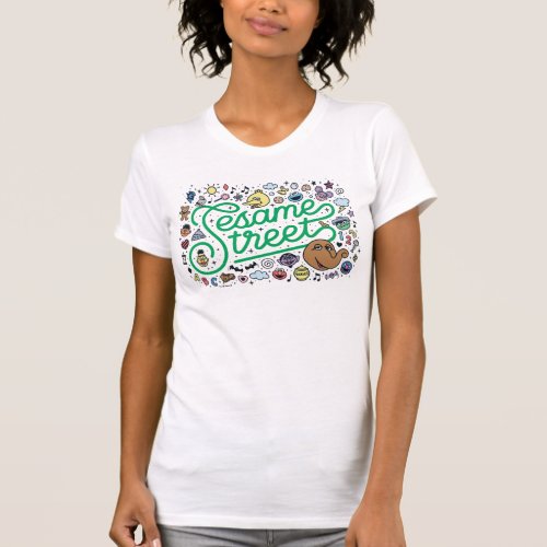 Sesame Sesame  Sesame Street Green Doodle Script T_Shirt