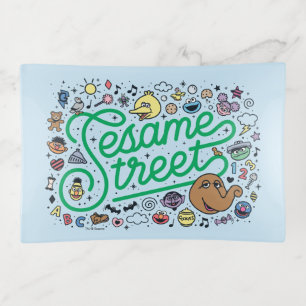 Sesame Sesame Sesame Street Green Doodle Script Trinket Tray