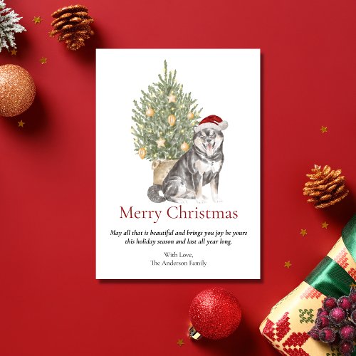 Sesame Shiba Inu and Christmas Tree Pet Dog Holiday Card