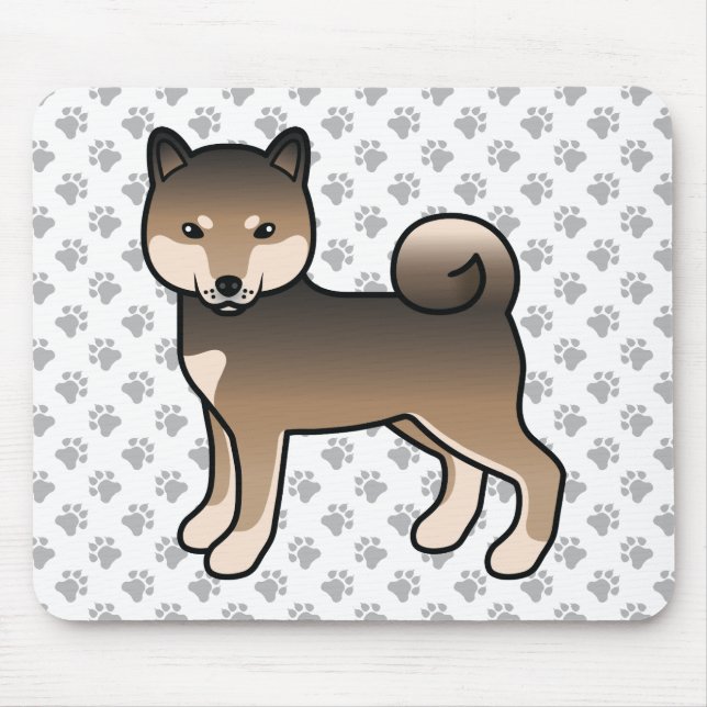 Sesame Shiba Inu Cartoon Dog & Paws Mouse Pad (Front)