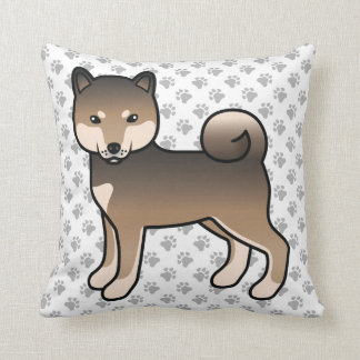 Sesame Shiba Inu Cartoon Dog &amp; Paws Throw Pillow