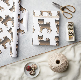 Sesame Shiba Inu Cute Cartoon Dog Pattern Wrapping Paper