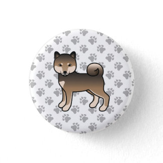 Sesame Shiba Inu Cute Cartoon Dog &amp; Paws Button