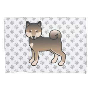 Sesame Shiba Inu Cute Cartoon Dog & Paws Pillow Case