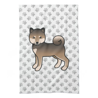 Sesame Shiba Inu Cute Dog With Paws Pattern Kitchen Towel