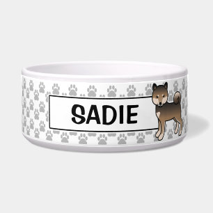 Sesame Shiba Inu Cute Dog With Pet's Name Bowl