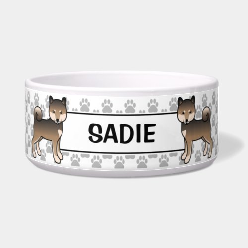 Sesame Shiba Inu Cute Dog With Pets Name Bowl