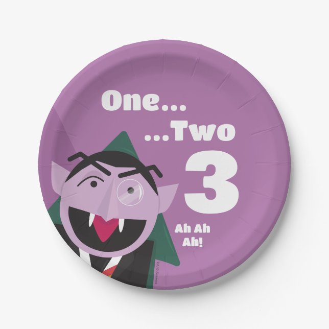 Sesame Street 3rd Third Birthday Party Paper Plates (Front)
