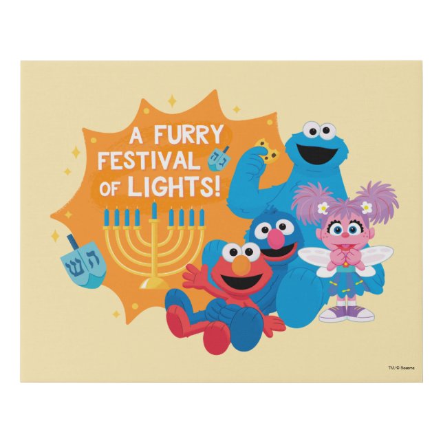 Sesame Street | A Furry Festival of Lights! Faux Canvas Print (Front)