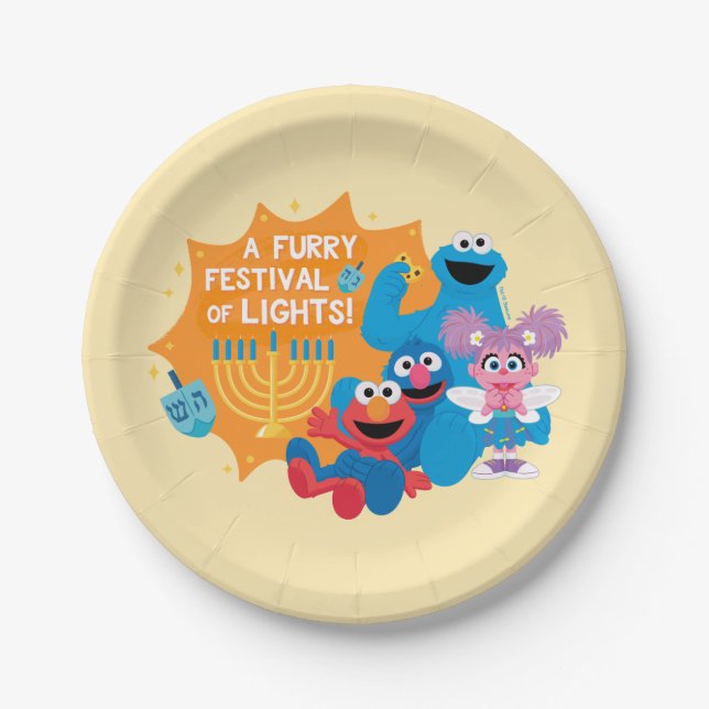 Sesame Street | A Furry Festival of Lights! Paper Plates (Front)