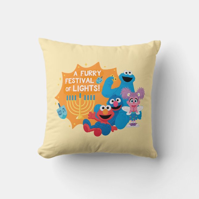 Sesame Street | A Furry Festival of Lights! Throw Pillow (Front)