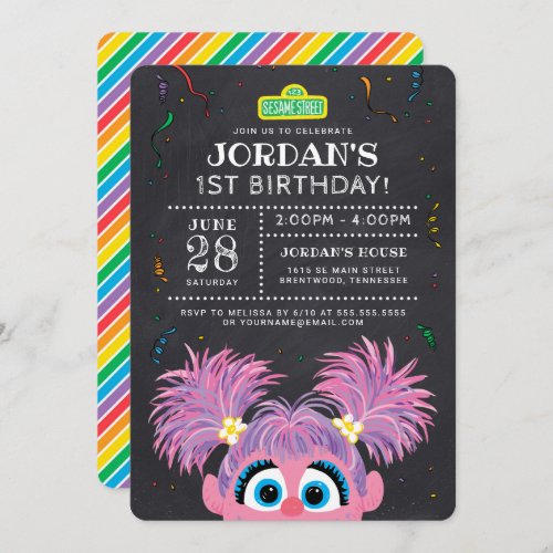 Sesame Street  Abby Cadabby Chalkboard Birthday Invitation