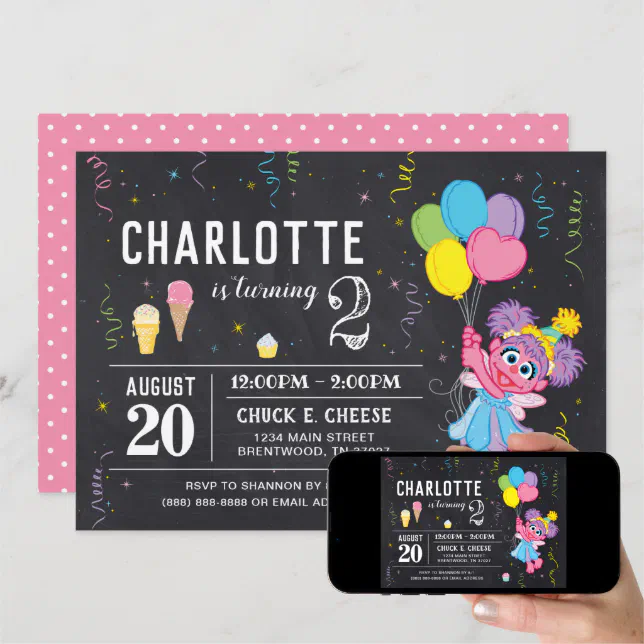 Sesame Street Abby Cadabby Chalkboard Birthday Invitation Zazzle