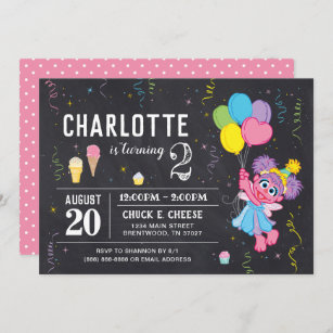 Sesame Street   Abby Cadabby Chalkboard Birthday Invitation