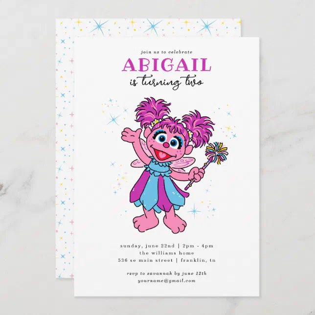 Sesame Street Abby Cadabby Sparkles Birthday Invitation Zazzle