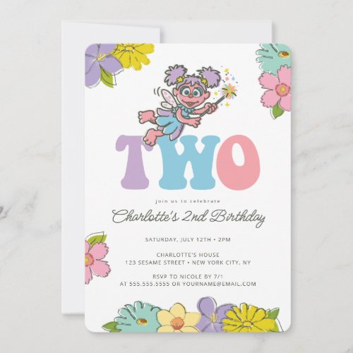 Sesame Street Abby  Floral 2nd Birthday  Invitation