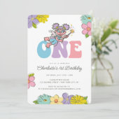 Sesame Street Abby | Groovy One Floral Birthday  Invitation (Standing Front)