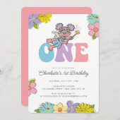 Sesame Street Abby | Groovy One Floral Birthday  Invitation (Front/Back)
