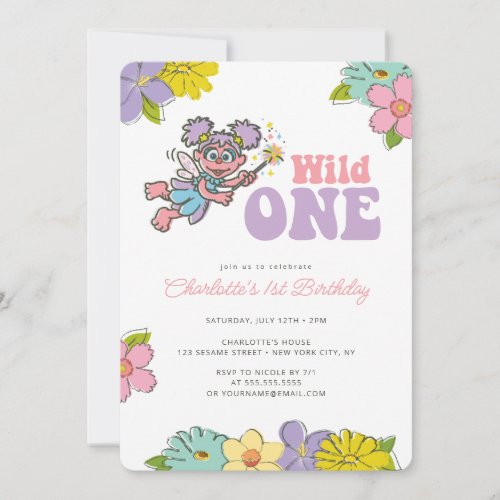 Sesame Street Abby  Wild Floral Birthday Invitation