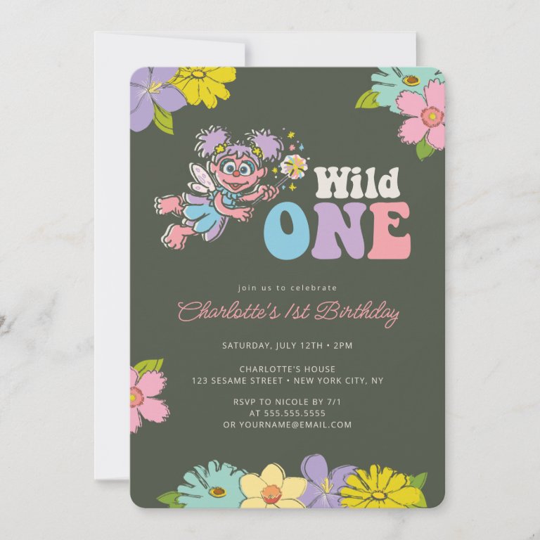 Sesame Street Abby | Wild Floral Birthday Invitation