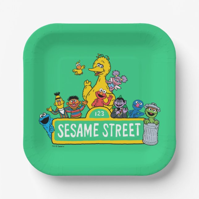 Sesame Street | All Around the Sesame Street Sign Paper Plates (Front)