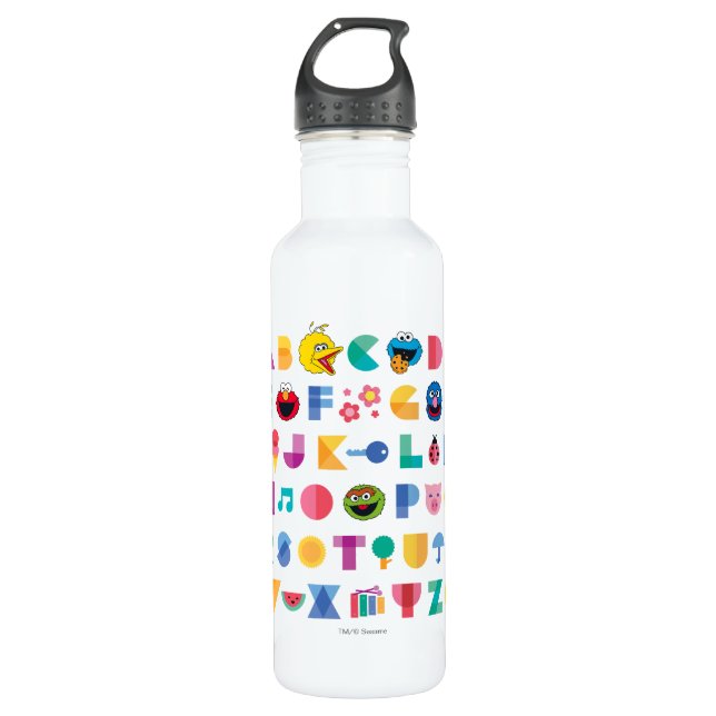 Sesame Street Alphabet Stainless Steel Water Bottle (Front)