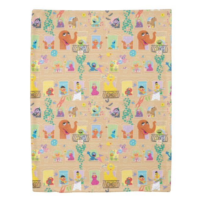 Sesame Street Apartment Windows Pattern Duvet Cover (Front)