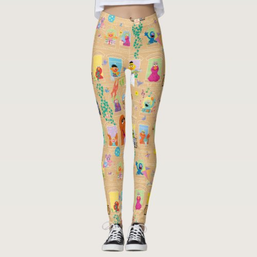 Sesame Street Apartment Windows Pattern Leggings