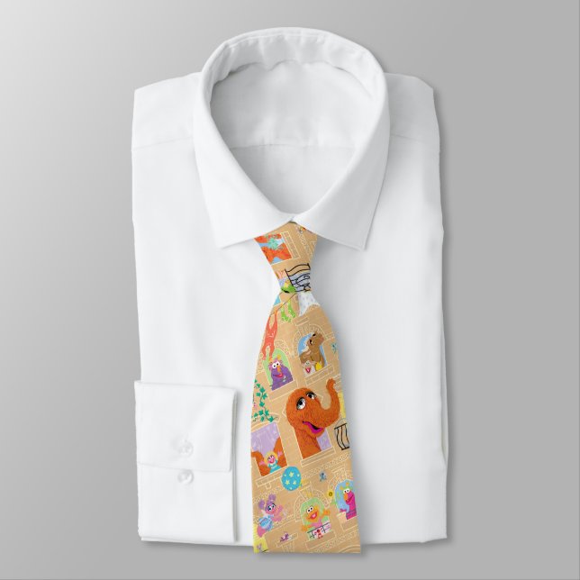 Sesame Street Apartment Windows Pattern Neck Tie (Tied)